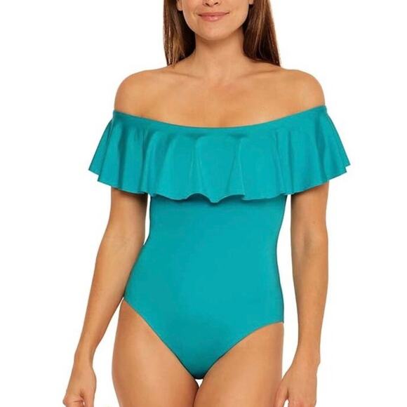 Trina Turk Ruffle Bandeau One Piece Swim Suit 6 NWT - Picture 1 of 2